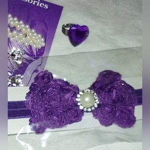 Girls' Purple Headband Bow & Barrettes Lot